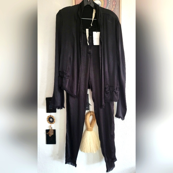 Jaga Pant+Top set Jacket satin Coordinate Calif Cool Mongolian LA designer Wow! - Picture 2 of 16